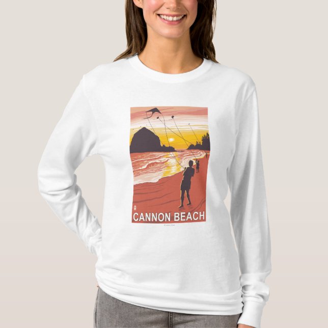 Camiseta Praia & papagaios - praia do canhão, Oregon (Frente)