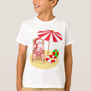 Camiseta praia Papai Noel do xmas