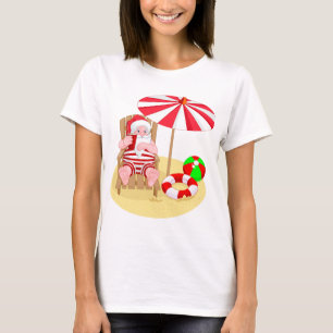 Camiseta praia Papai Noel do xmas