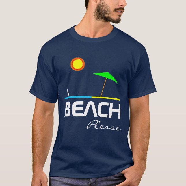Camiseta Praia, por favor, engraçada, personalizável (Frente)