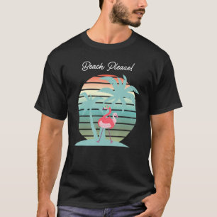 Camiseta Praia, Por Favor! Flamingo Sunglass Floatie Palm T