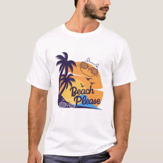 Camiseta Praia Por Favor, Gato De Verão