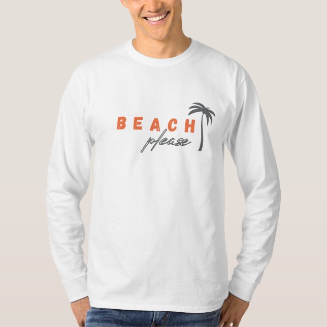 Camiseta praia, por favor. palmeira. T-Shirt Longa (Frente)