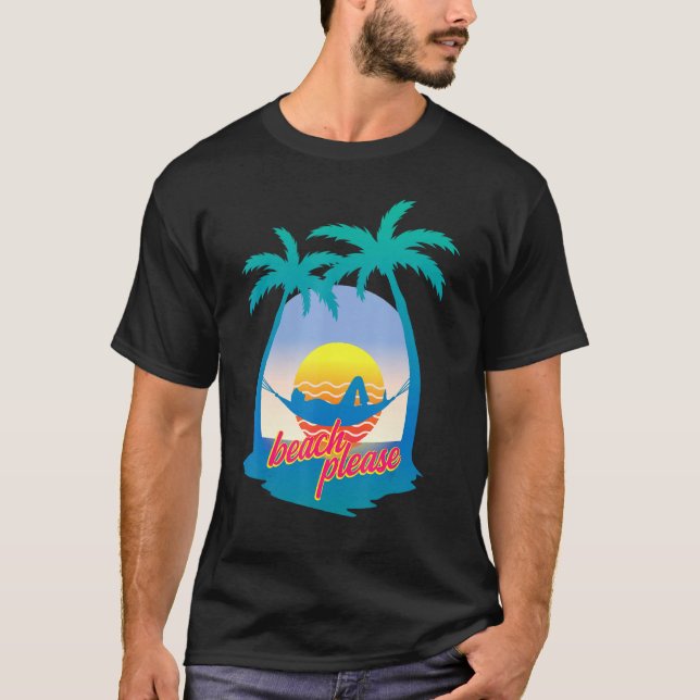 Camiseta Praia Por Favor Retro 80s Palmeiras de Férias de P (Frente)