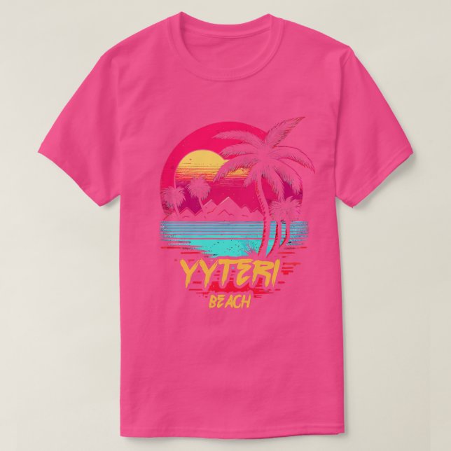 Camiseta Praia Retrowave de Yyteri (Frente do Design)