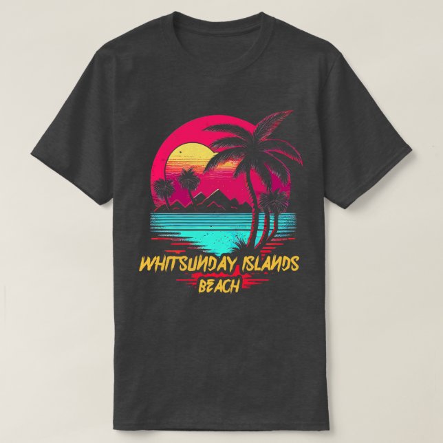 Camiseta Praia Retrowave Whitsunday Islands Beach (Frente do Design)