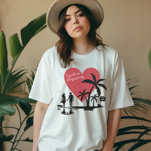 Camiseta Praia Romântica, Casal Doce, Juntos Para Sempre