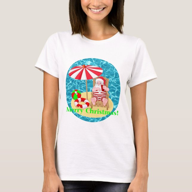 Camiseta praia santa claus (Frente)