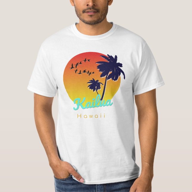 Camiseta Praia surfando de Kailua Havaí (Frente)