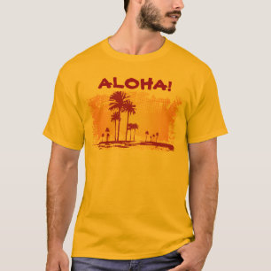 Camiseta Praia Tropical ALOHA Com Palmeiras
