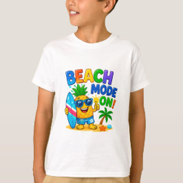 Camiseta 🏄 Praia Tropical Desenho Animado Para Crianças no