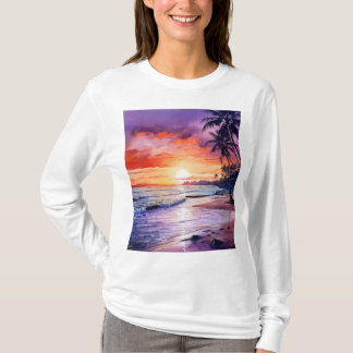 Camiseta Praia Tropical Sunset #1 Tee de Longa Folha, de Mu
