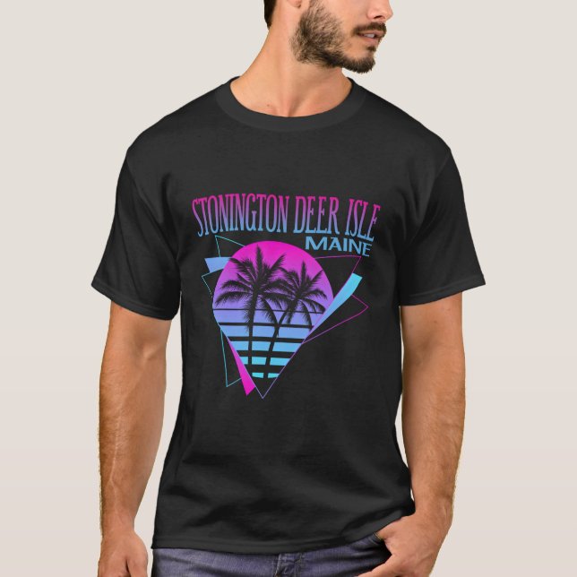 Camiseta Praia Vaporwave Stonington Deer Isle (Frente)