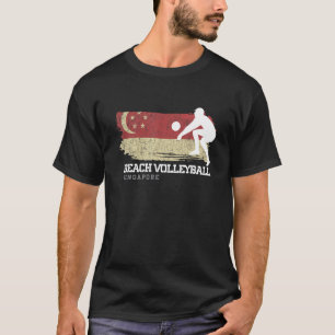 Camiseta Praia Voleibol Cingapura Bandeira Amor Voleibol Pl