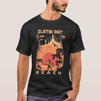 Camiseta Praia Zlatni Rat Pôr do Sol Férias de Verão Vintag