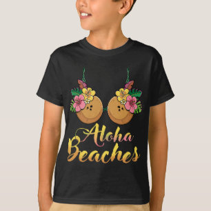Camiseta Praias Aloha Coco Sutiã Flor Seio Havaí Par