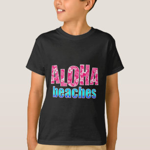Camiseta Praias Aloha Flor de Hibisco Rosa Havaiano Havaí