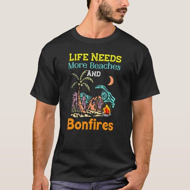 Camiseta Praias De Acampamento E Incêndios (Frente)