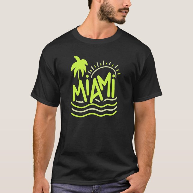 Camiseta Praias De Areia E Palmeiras De Miami E Wacky (Frente)