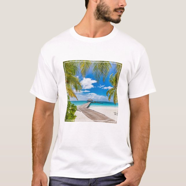 Camiseta Praias Tropicais | Ilhas Madeira Maldivas (Frente)