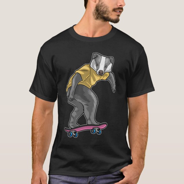 Camiseta Prancha de skate de patins texugos (Frente)