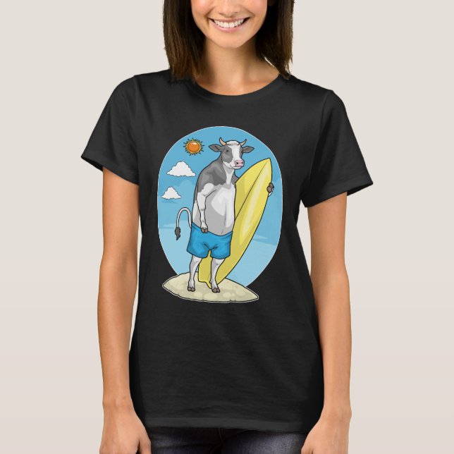 Camiseta Prancha de Surf da Praia de Vaca Verão (Frente)