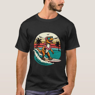 Camiseta Prancha de surf de dinossauro engraçado praia verã