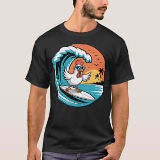 Camiseta Prancha de Surf de Frango Engraçado Praia Verão Su