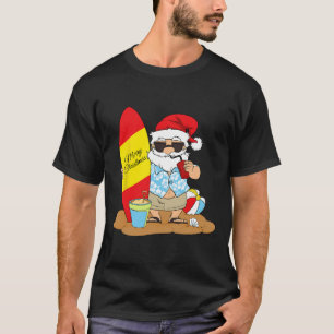 Camiseta Prancha de Surf de Verão Santa Havaiano Natal I