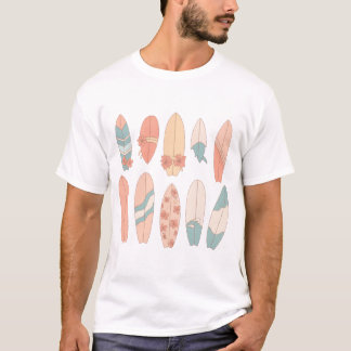 Camiseta prancha de surf floral pastel