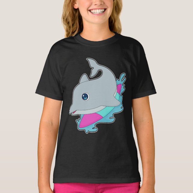 Camiseta Prancha de Surf Surfista de Golfinho (Frente)
