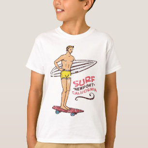 Camiseta Prancha de Surf Vintage Retro Newport Beach Surf d
