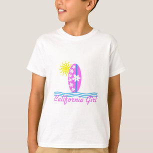 Camiseta Prancha W/Sun do rosa da menina de Califórnia