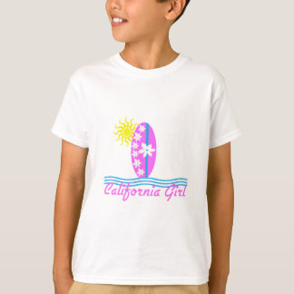Camiseta Prancha W/Sun do rosa da menina de Califórnia