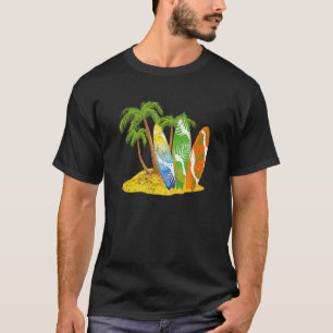 Camiseta Pranchas de Surf Palmeiras Verão Surfista Esporte