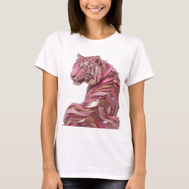 Camiseta Prata Afiada TIGRE ROSA Design Ousado (Frente)