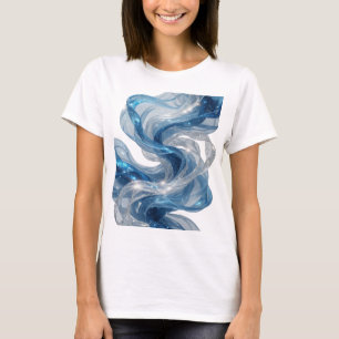 Camiseta Prata Artística Estrelas Azuis Design Personalizad