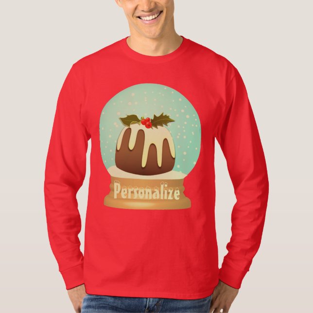 Camiseta Prata de ameixa neve globo de inverno vermelho ver (Frente)