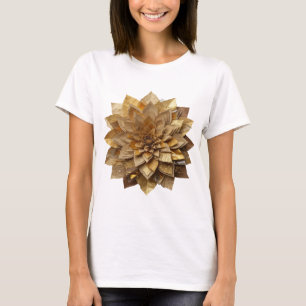 Camiseta Prata Dinâmica GOLDEN FLOWER Design Ousado
