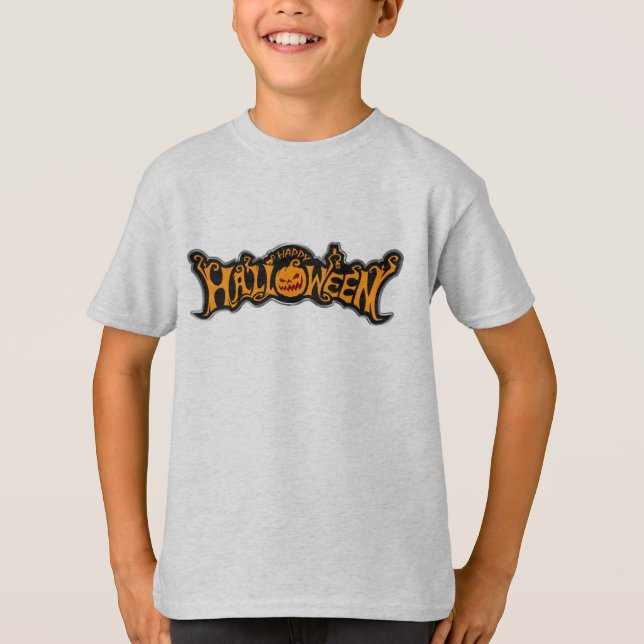 Camiseta Prata Enquadra Feliz Halloween Ruby Eyed Pumpkin (Frente)