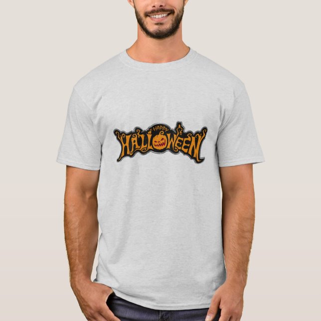 Camiseta Prata Enquadra Feliz Halloween Ruby Eyed Pumpkin (Frente)