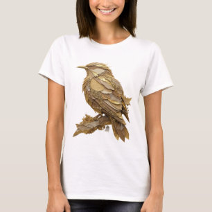 Camiseta Prata Fresca Desenho Personalizado PÁSSARO DOURADO