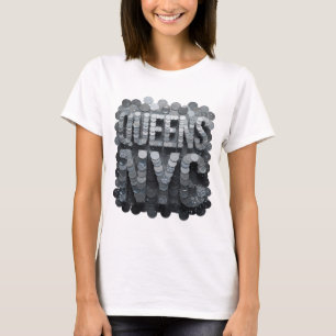 Camiseta Prata Limpa Motivo Artístico QUEENS NYC