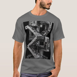 Camiseta Prata Preto Cromo Escher Arquitetura 3D Brutalis