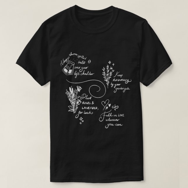Camiseta Prática Magia Sal Ortográfico Rosemary Lavanda Amo (Frente do Design)