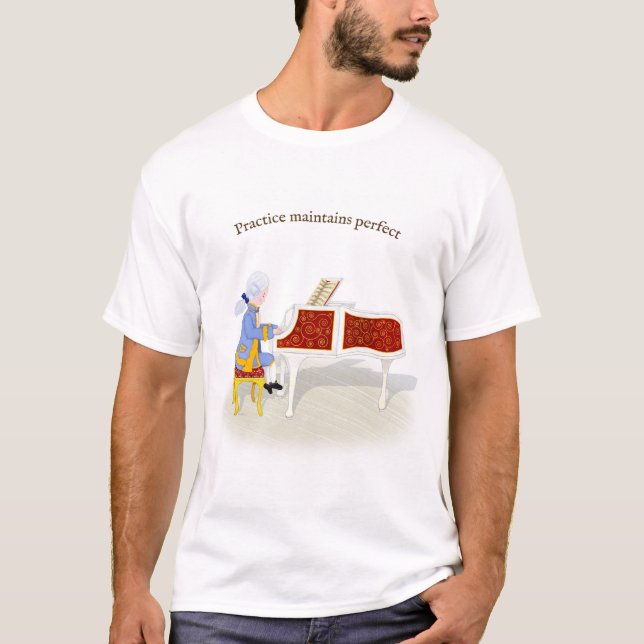 Camiseta Prática Mantém Piano de Reprodução em Mozart Perfe (Frente)