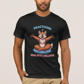 Camiseta Praticando Bem-Estar Uivante - Fofo Meditando