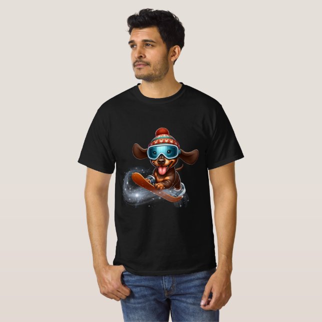 Camiseta prato de neve dachshund (Frente Completa)