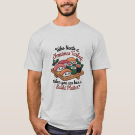 Camiseta Prato de Sushi Natalino Kawaii Divertido