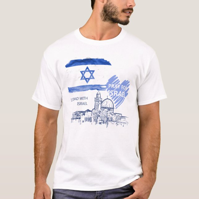Camiseta Pray for Israel I stand with Israel. Jewish. (Frente)